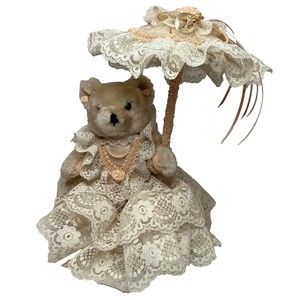 Vtg Bearly People Musical Victorian Teddy Bear Southern Belle Plays Greensleeves